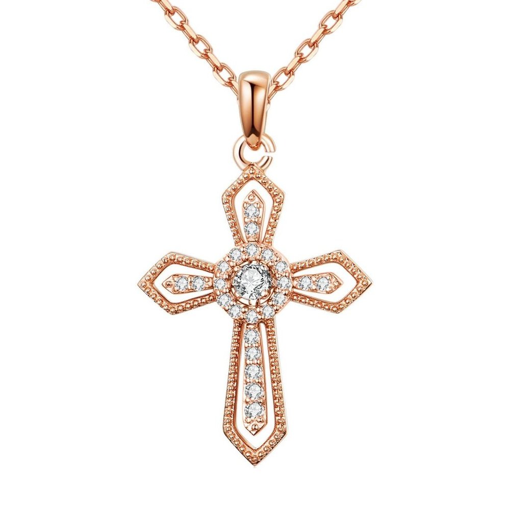 Real Diamond Stylish Cross Religious Pendant